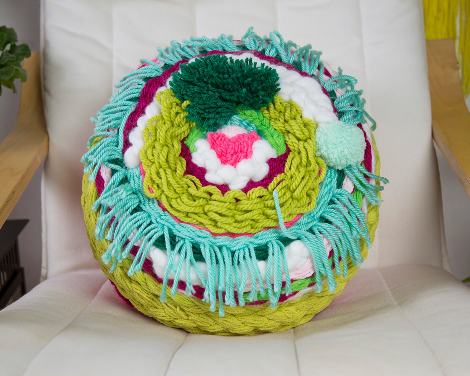 Handwoven Round Colorful Two Sided Pillow Ottoman Poufs Etsy