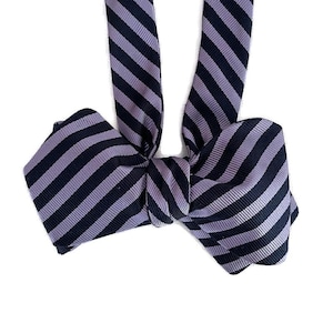 Silk Bow Tie for Men -  Purple Stripe - One-a-Kind, Handcrafted - Pre-tied or Self-tie
