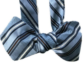 Silk Bow Tie for Men - Denim Stripe - One-a-Kind, Handcrafted - Self-tie - Free Shipping