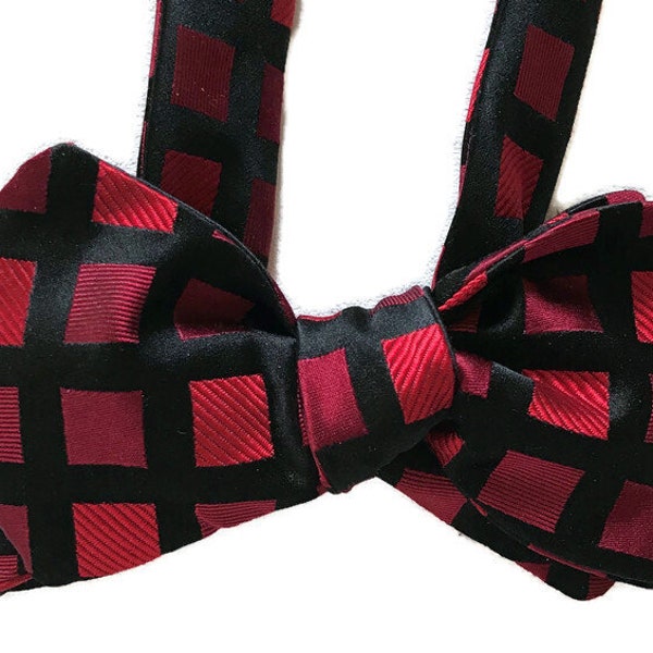 Silk Bow Tie for Men -Window Dressing  - One-a-Kind, Handcrafted - Self-tie - Free Shipping