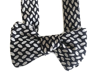 Handcrafted Silk Bow Tie  - Beans - One-of--a-Kind - Self-tie or Pre-tied