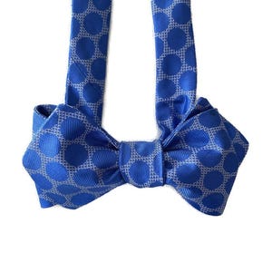 Silk Bow Tie for Men - Blue Dot - One-of-a-Kind, Handcrafted - Pre-tied or Self-tie