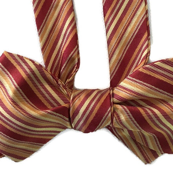 Silk Bow Tie for Men -  -Hurdy-gurdy - One-a-Kind, Handcrafted - Self-tie - Free Shipping