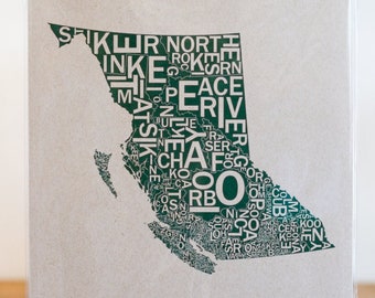 Far Sky British Columbia Typographic Map