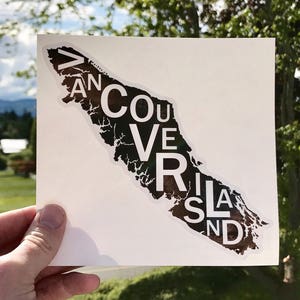Far Sky Autocollant typographique en vinyle de l’île de Vancouver