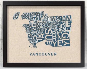 Far Sky Vancouver Typographic Map