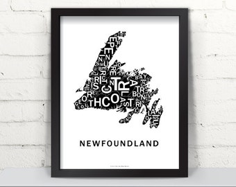 Far Sky Newfoundland Typographic Map