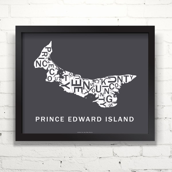 Far Sky Prince Edward Island Typographic Map