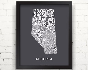 Far Sky Alberta Typographic Map