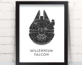 Far Sky Millennium Falcon Typographic Schematic