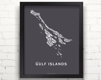 Far Sky Southern Gulf Islands Typographic Map