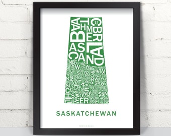 Far Sky Saskatchewan Typographic Map
