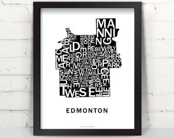 Far Sky Edmonton, Alberta Typographic Map