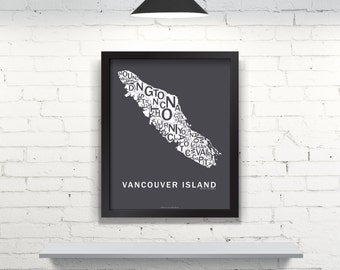 Far Sky Vancouver Island Typographic Map