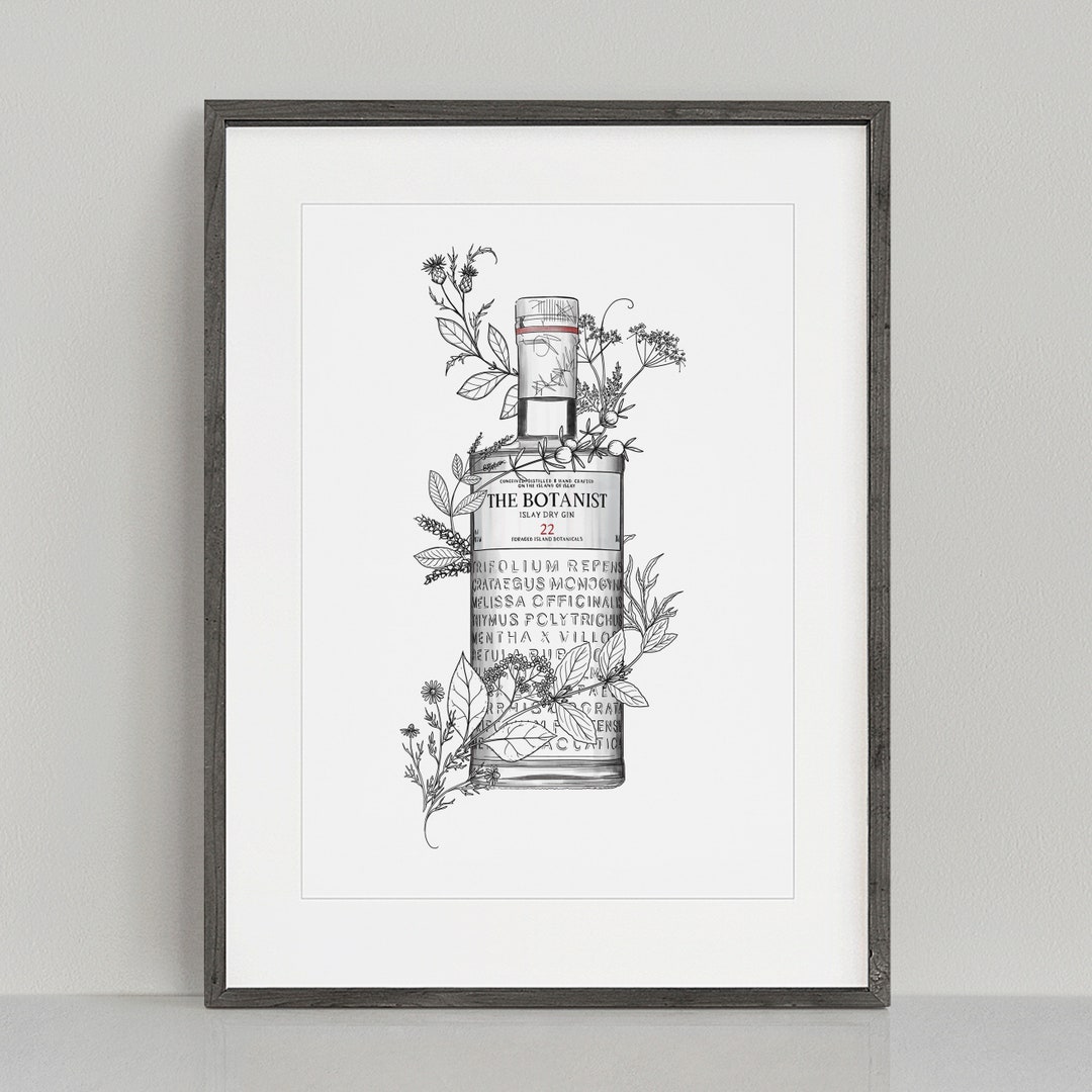 The Botanist Gin Bottle Floral Botanical Illustration Art Etsy UK