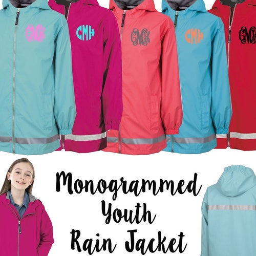 Monogrammed Youth Charles River Full Zip Rain Jacket Girls Etsy