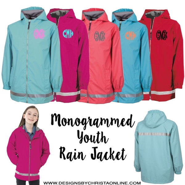 Kid's Rain Jacket / Charles River Rain Jacket / Monogrammed Rain Jacket / Raincoat / Youth Rain Jacket / Personalized Rain Jacket