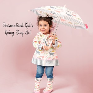 Girls Personalized Pink Dinosaur Raincoat Set, Kids Rain Jacket, Monogrammed Rain Jacket, Pink Dino Rain Jacket, Cute Trendy Gift for girls