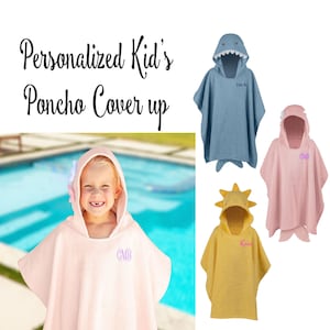 Personalized Beach Poncho for Kids, Monogram Kids Beach Towels, Towels for Kids, Stephen Joesph, Beach Trip, Childrens Pool Towel