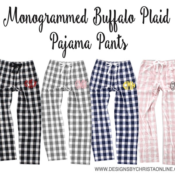 Buffalo Plaid Pajama Pants / Adult PJ Lounge Pants / Adult PJ Lounge Pants / Personalized Pajama Pants / Monogram PJ Pants / Buffalo Check