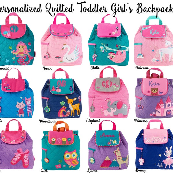 Personalized Toddler Backpack / Toddler Girl's Backpack / Preschool Backpack / Stephen Joseph Quilted Backpack / Girl Backpack / Diaper Bag