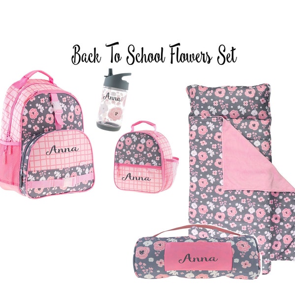 Personalized Backpack Set / Flowers / Back to School / Nap Mat / Monogrammed Backpack / Lunchbox Set / Backpack for Girls