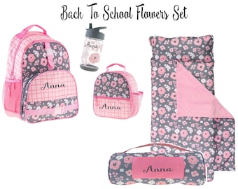 Personalized Backpack Set / Flowers / Back to School / Nap Mat / Monogrammed Backpack / Lunchbox Set / Backpack for Girls