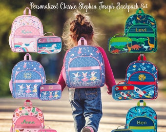 Backpack and Lunchbox For Toddler / Personalized Preschool Backpack Set / Stephen Joseph / Monogrammed Backpack / little girls backpack