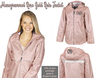 Rain Jacket / Rose Gold Rain Jacket / Monogrammed Rose Gold Rain Jacket / Charles River