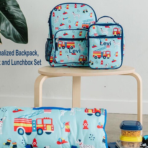 Personalized Stephen Joseph Backpack Lunchbox and Nap Mat Set Etsy