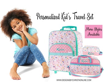 Personalized Kid's Travel Luggage Set / Overnight Bag / Suitcase for children