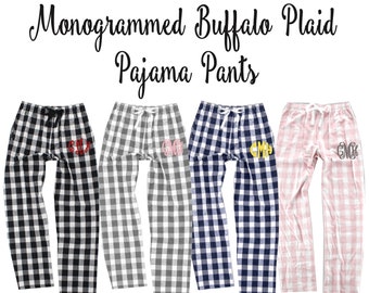 Buffalo Plaid Pajama Pants / Adult PJ Lounge Pants / Adult PJ Lounge Pants / Personalized Pajama Pants / Monogram PJ Pants / Buffalo Check