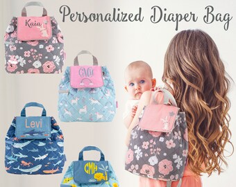 Personalized Diaper Bag / Backpack Diaper Bag / Quilted Diaper Bag / Stephen Joseph / Monogrammed Diaper Bag / Personalize Baby Backpack