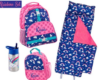 Personalized Backpack Set / Rainbow / Back to School / Nap Mat / Monogrammed Backpack / Lunchbox Set