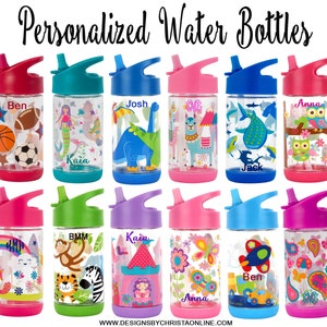 Personalized Water Bottle / Stephen Joseph / Kids Water Bottle / BPA Free Water Bottle / Flip Top Water Bottle