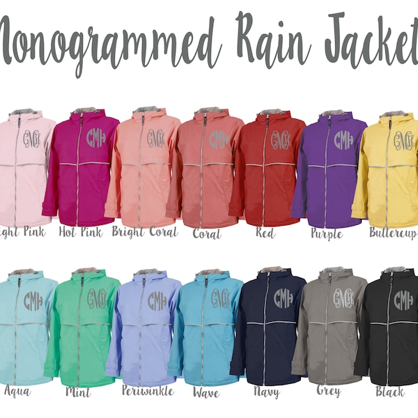 Charles River Monogrammed Rain Jacket, New Englander Rain Jacket, Monogram Jacket, Charles River Monogrammed Rain Jacket With Print Lining