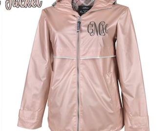 Rain Jacket / Rose Gold Rain Jacket / Monogrammed Rose Gold Rain Jacket / Charles River