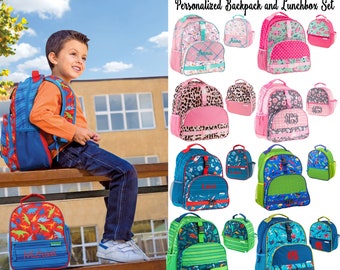 Monogrammed Stephen Joseph Backpack and Lunchbox Set / Back to School / Personalized Backpack and Lunchbox Set