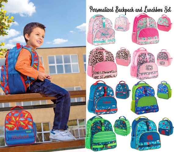 Personalized Dino Backpack Lunchbox Set, Boys Monogram Backpack Lunchobox  Set, Embroidered Backpack and Lunchbox, Dino Backpack, School Set 