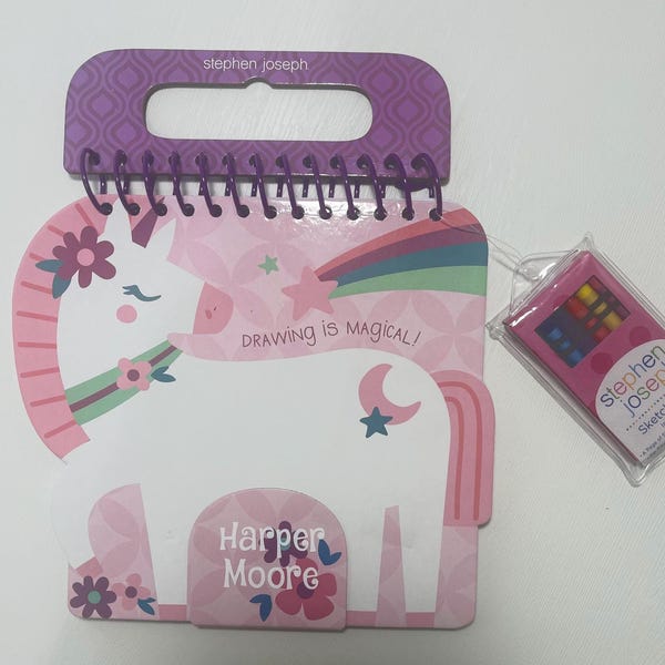 Personalized Kids Sketch Pad with Crayons, Shaped Activity Book, Kids Travel Accessories
