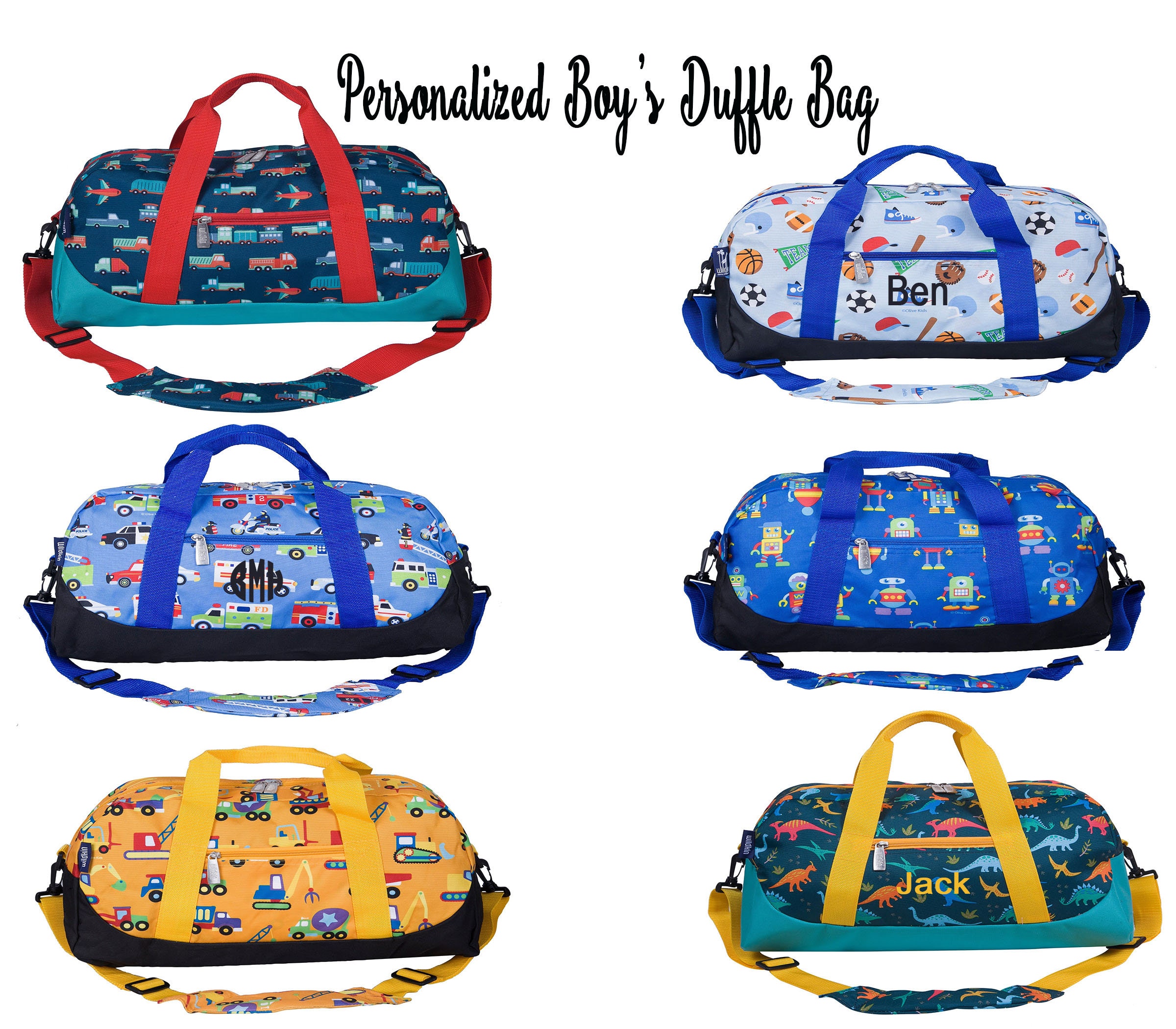 Kids Monogrammed Duffle Bag / Boy's Luggage / Overnight 