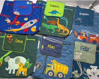 Personalized Toddler Backpack: Stephen Joseph Quilted Boy&#39;s Diaper Bag