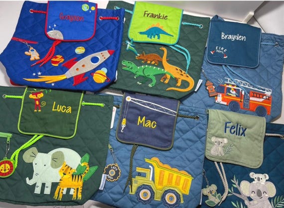 Personalized Toddler Backpack: Stephen Joseph Quilted Boy's Diaper Bag