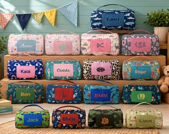 Personalized School Nap Mat for Pre School / Kindergarten Sleep Mat, Easy to Carry Toddler Nap mat, Kids blanket for cot at school