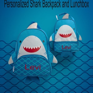 Shark Backpack Set For Toddler / Personalized Preschool Backpack / Stephen Joseph / Monogrammed Backpack / little girls backpack / Lunchbox