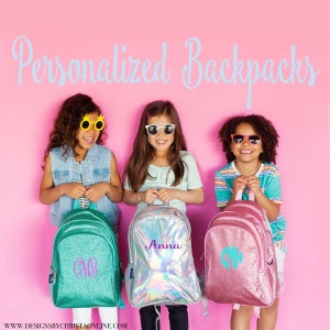 Monogrammed Backpack, Lunch box and Pencil Pouch Set / Glitter Backpack / Personalized Backpack / Wildkin /  Pencil Case / Back to School