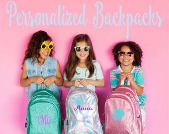 Monogrammed Backpack, Lunch box and Pencil Pouch Set / Glitter Backpack / Personalized Backpack / Wildkin /  Pencil Case / Back to School