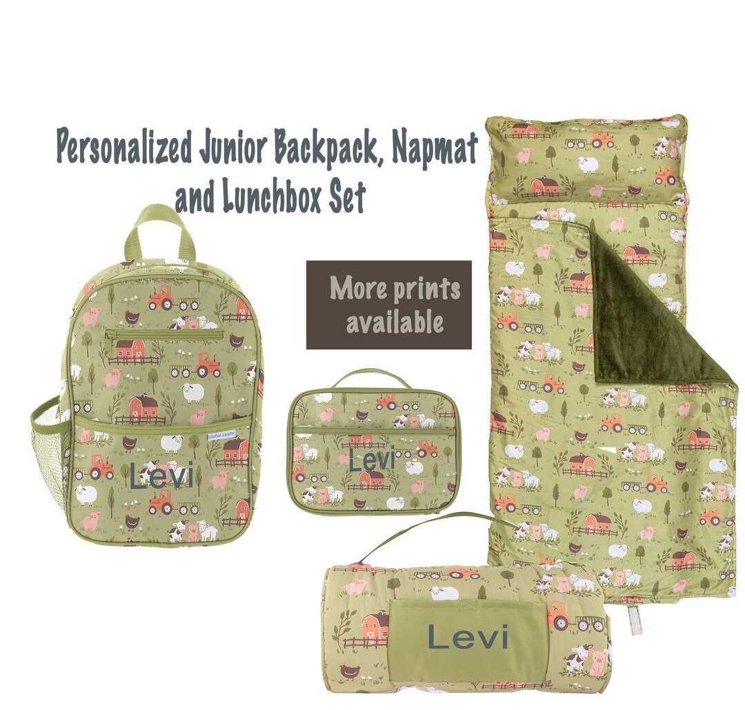 Personalized Farm Animals Backpack, Lunchbox and Nap Mat Set