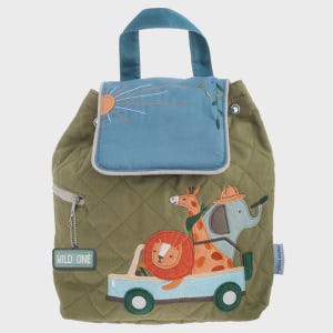 Personalized Toddler Backpack: Stephen Joseph Quilted Boy's Diaper Bag Zoo