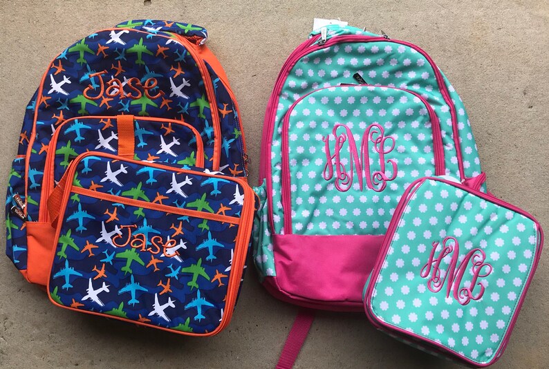 Monogrammed Backpack and Lunchbox Set / Personalized Backpack Etsy
